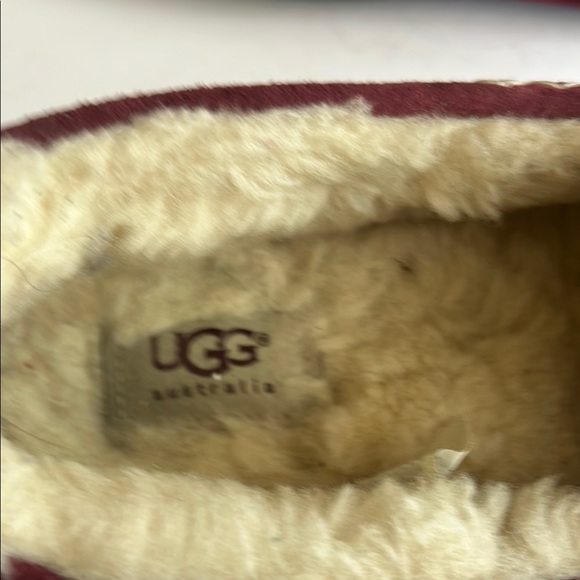 UGG Burgundy Suede Moccasins with‎ Cream Lining - Picture 7 of 10